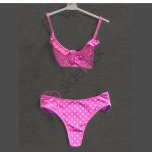 Xhilaration Two Piece Pink and White Polkadot Extra Large